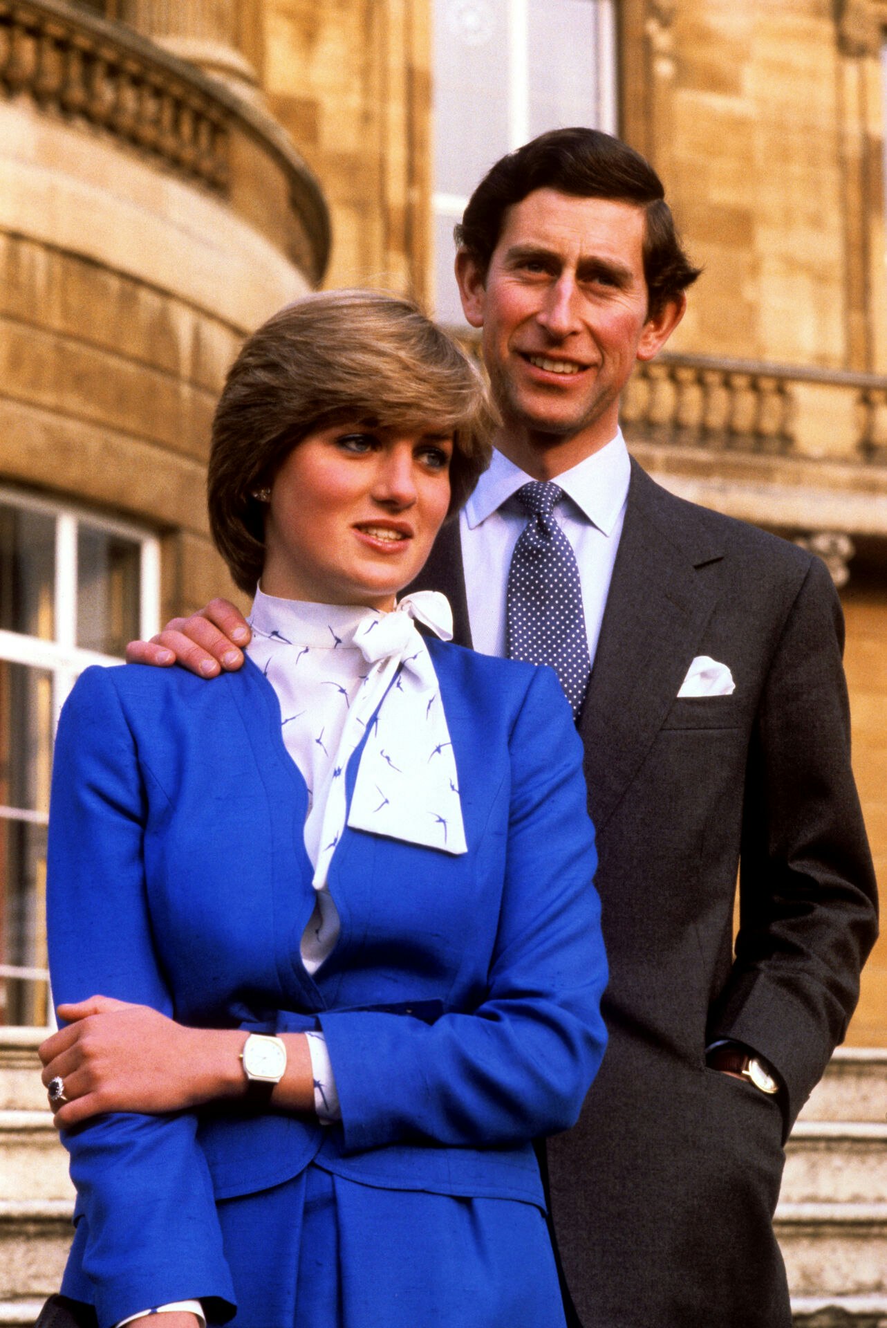 PA News photo dated February 1981. Pictured: Prince Charles and Lady Diana Spencer at Buckingham Palace after the announcement of their engagement. PA Feature SHOWBIZ Film Reviews. Picture credit should read: PA Archive/PA Images/Ron Bell. All Rights Reserved. WARNING: This picture must only be used to accompany PA Feature SHOWBIZ Film Reviews.