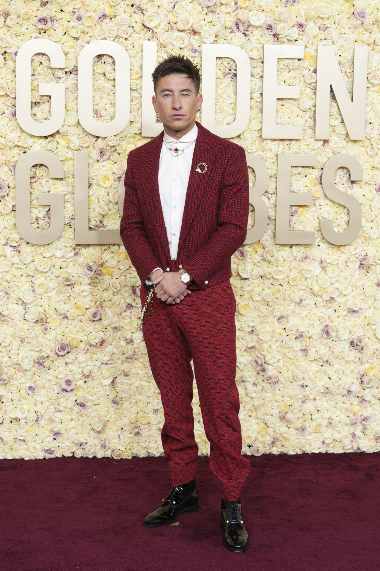 Barry Keoghan arrives at the 81st Golden Globe Awards on Sunday, Jan. 7, 2024, at the Beverly Hilton in Beverly Hills, Calif. (Photo by Jordan Strauss/Invision/AP)