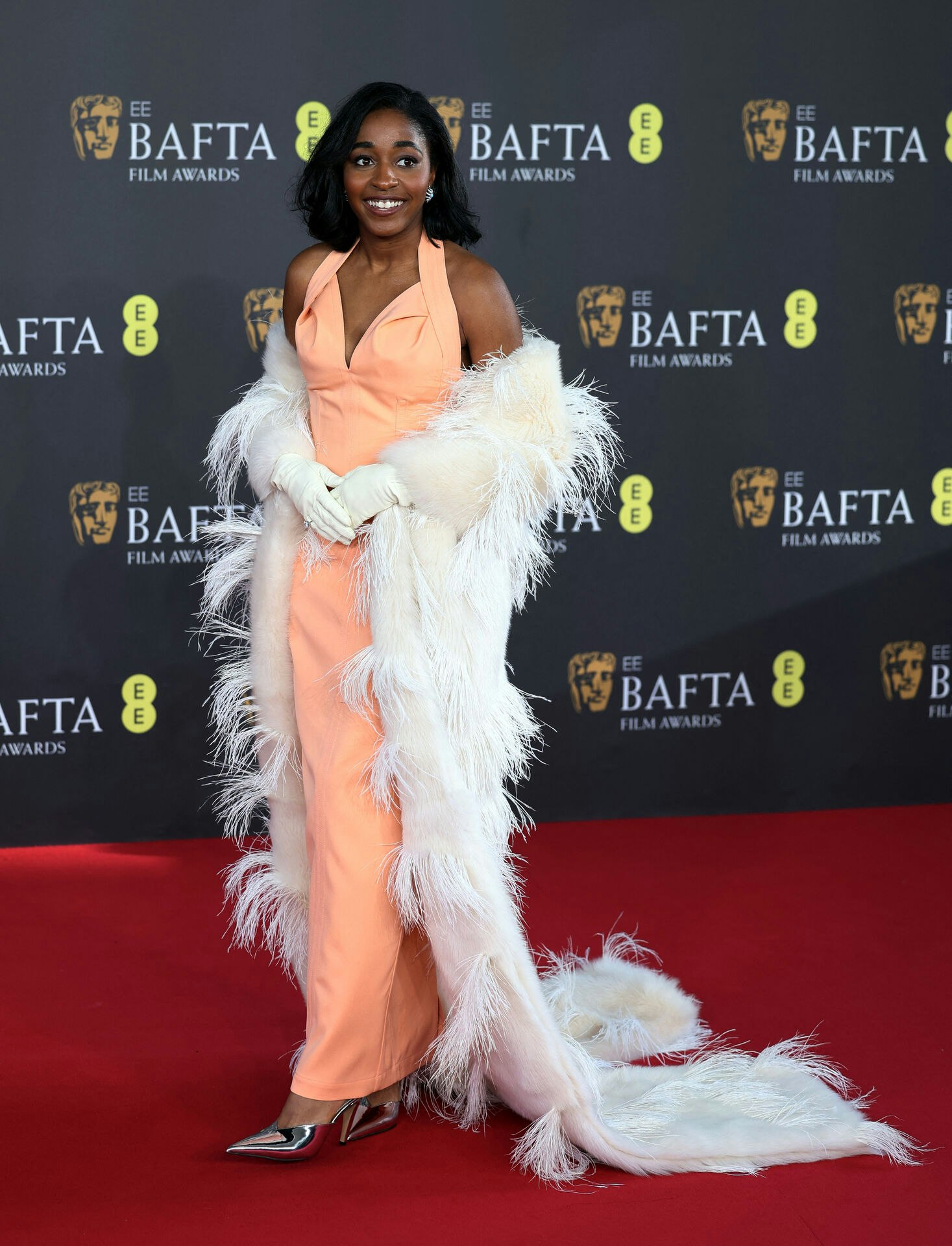 Ayo Edebiri poses at the 2024 British Academy of Film and Television Awards (BAFTA) at the Royal Festival Hall in the Southbank Centre, London, Britain, February 18, 2024. REUTERS/Isabel Infantes