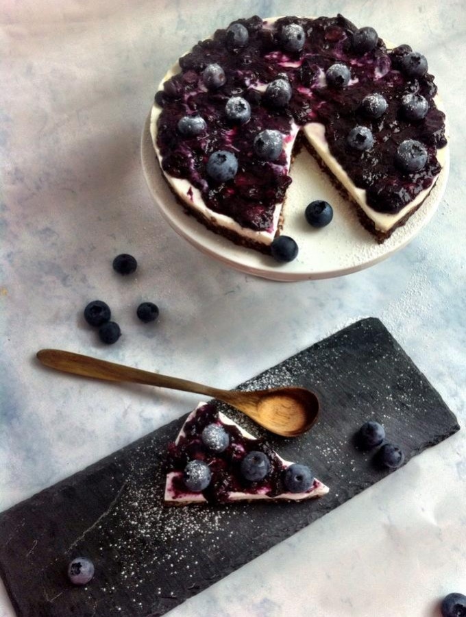 Opskrift: Sund cheesecake med blåbær