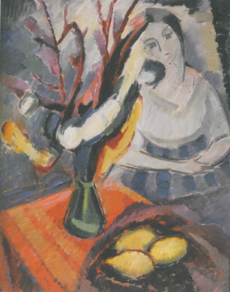Agnes Cleve: Stilleben med röd duk, 1914. Per Ekström Museet